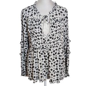 Olivaceous Black and White Swiss Dot  Blouse Size Medium NWT